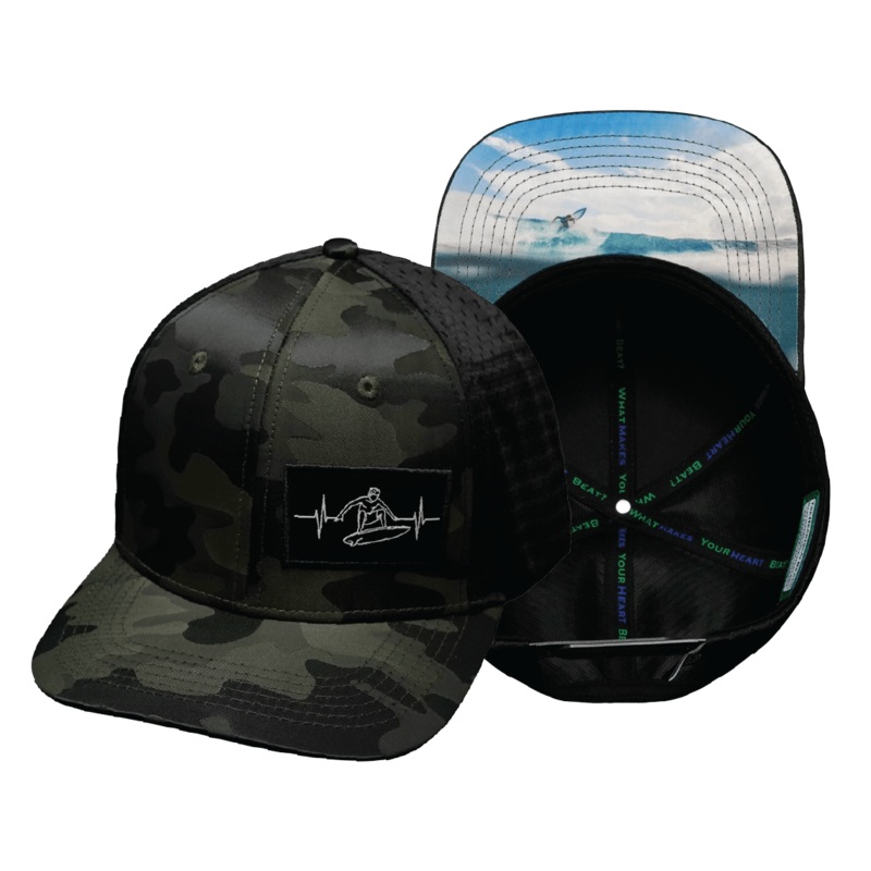 Surf Hat – Baseball Hat Fit – Green Camo / Black – Trucker Mesh