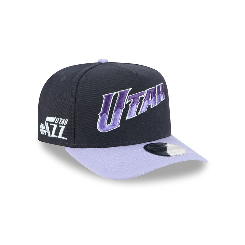 Utah Jazz Navy Lavender 9FIFTY A-Frame Snapback Hat One Size