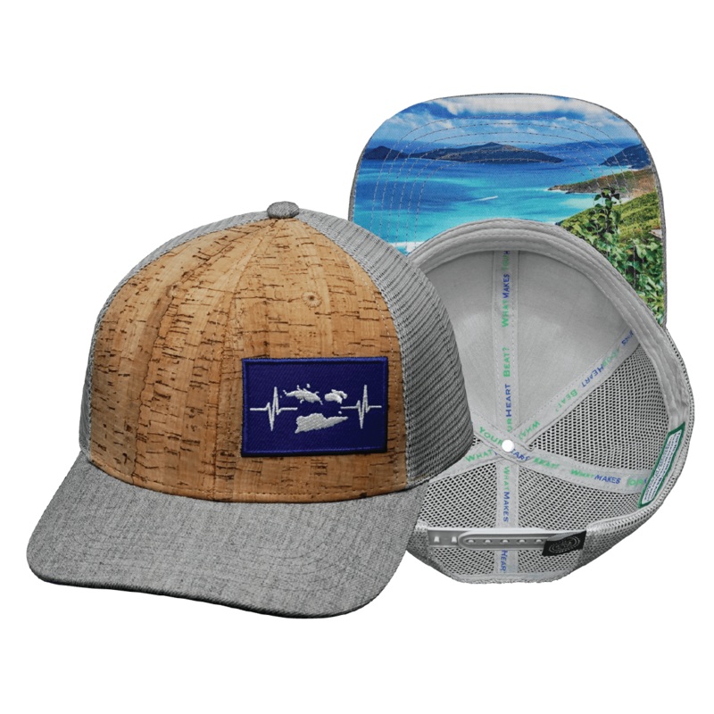 Virgin Islands Hat – Baseball Hat Fit – Cork – Heather Gray / Gray – Trucker Mesh