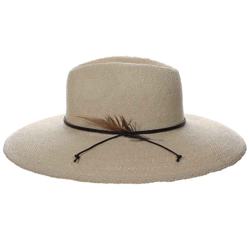 Wide Brim Bangkok Toyo Sun Hat with Side Feather – Scala Hats Natural OS