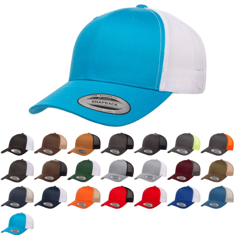 Yupoong 6606T Retro Trucker Hat, Baseball Cap with Mesh Back, 2-Tone Colors – YP Classics Black/White