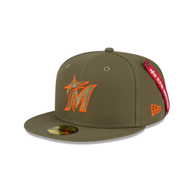 Alpha Industries X Miami Marlins Green 59FIFTY Fitted Hat 7