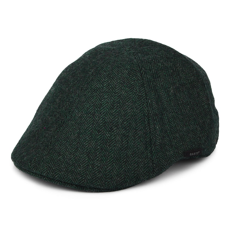 Barts Hats Mr. Mitchell Herringbone Duckbill Flat Cap – Green M
