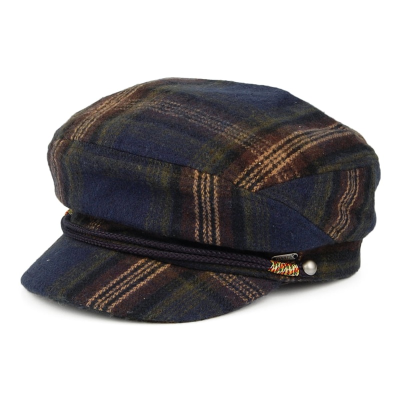Barts Hats Qadly Plaid Fiddler Cap – Navy-Olive Small/Medium