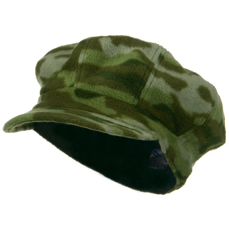 Camo Fleece Newsboy Hat Green One Size