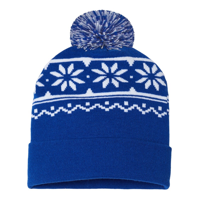 Cap America RKF12 USA-Made Snowflake Beanie Black/White