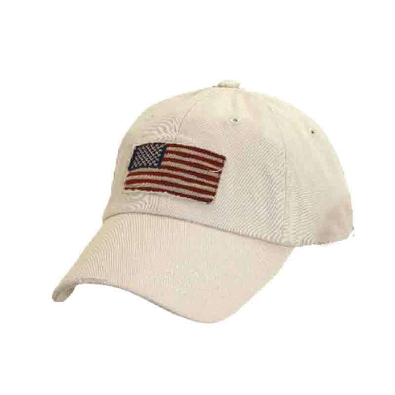 DPC Distressed Twill Cap with Frayed USA Flag Putty