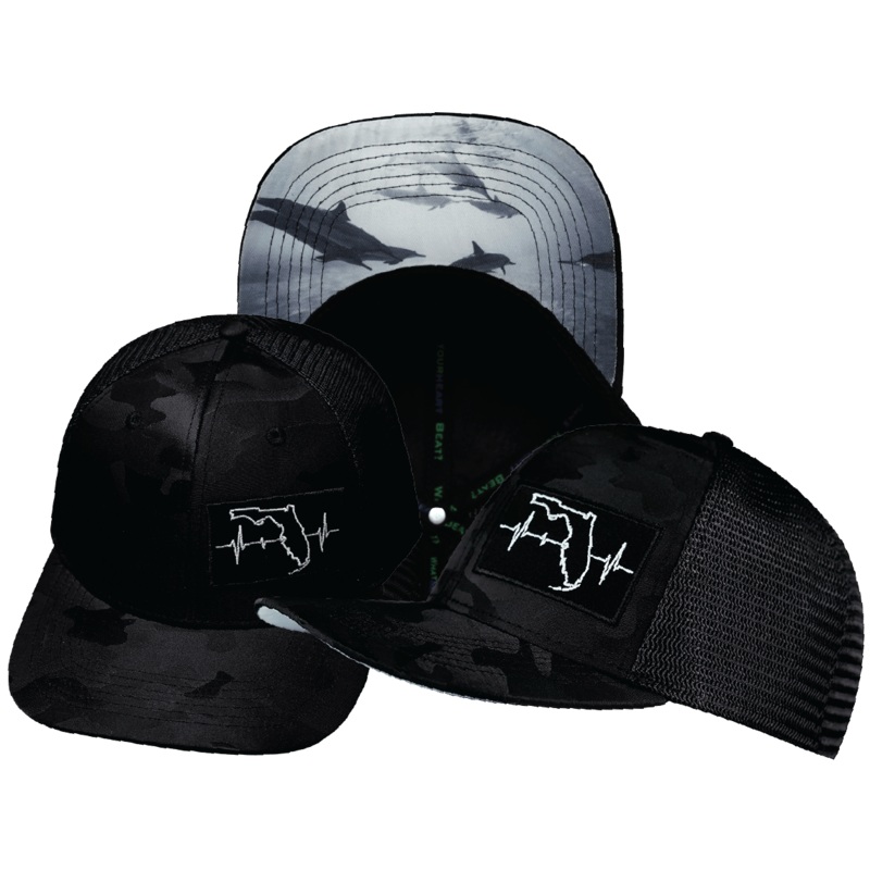 Florida Hat – Baseball Hat Fit – Black Camo / Black – Laser Mesh