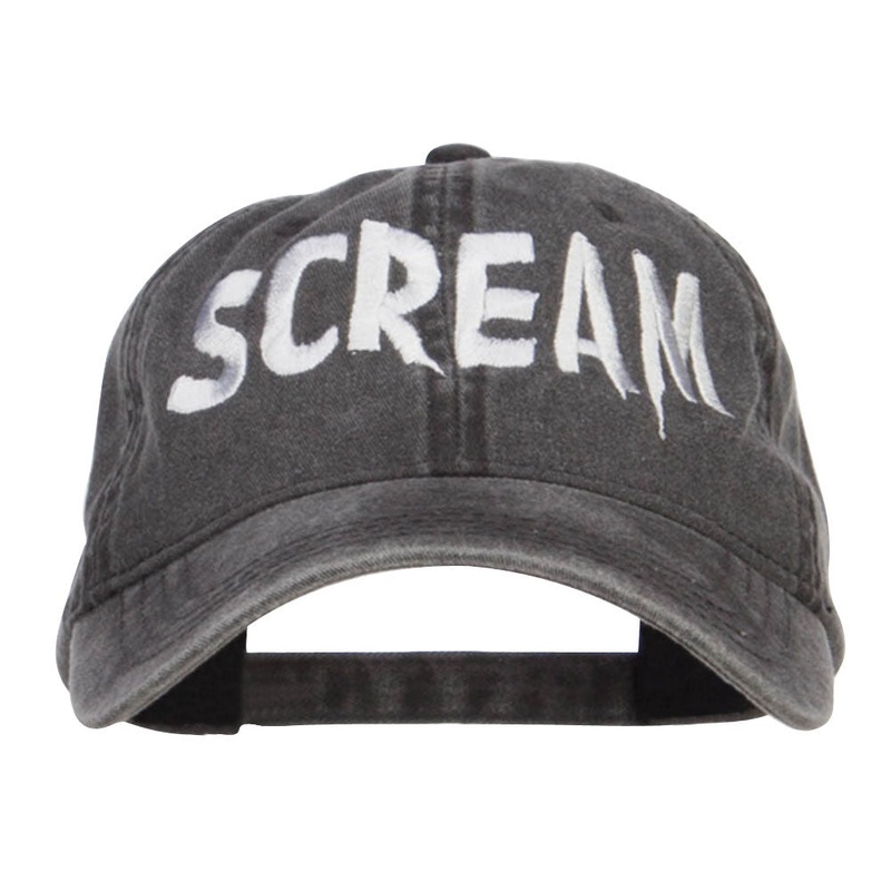 Halloween Scream Embroidered Washed Cap Black One Size