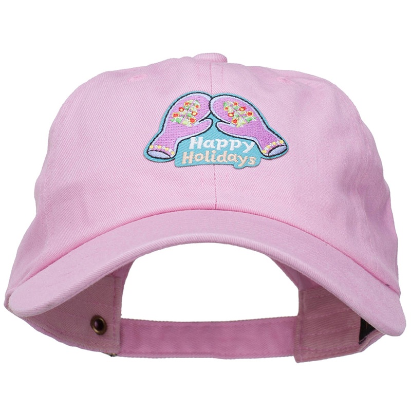Happy Holiday Gloves Patched Washed Cap Pink One Size