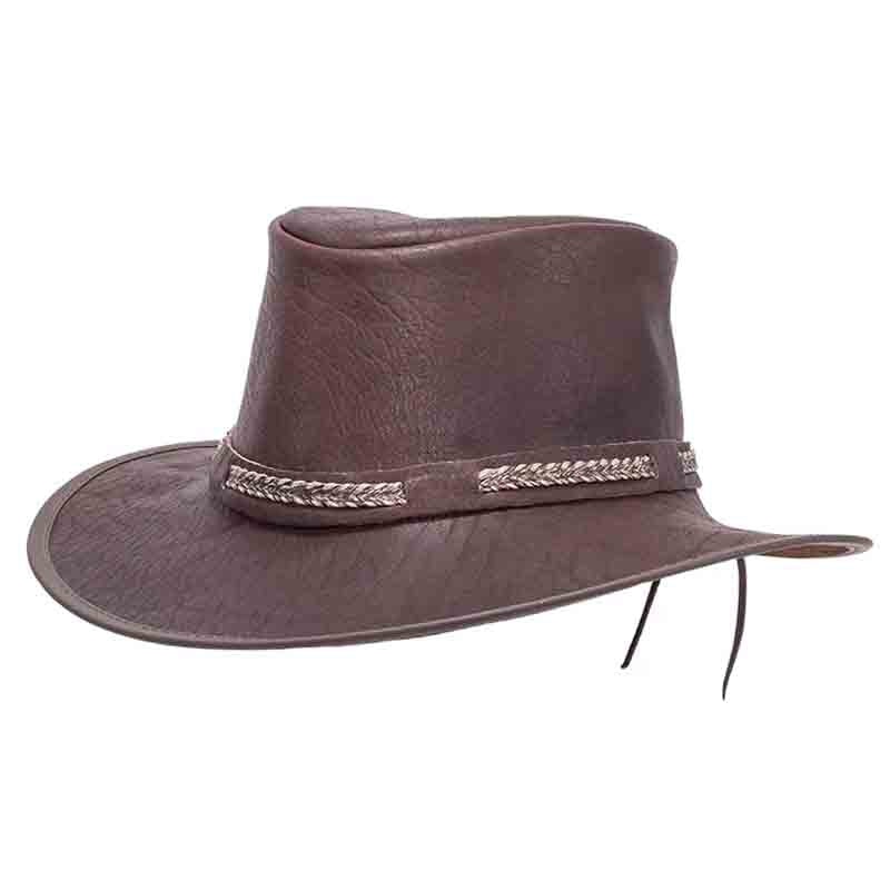 Head’n Home Bison Buffalo Leather Aussie Outback Hat up to XXL- Brown Brown Small
