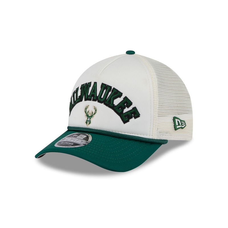 Milwaukee Bucks Chrome Arch 9FORTY M-Crown A-Frame Trucker Hat One Size