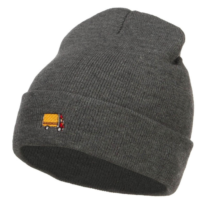 Mini Truck Embroidered Long Beanie Dk Grey One Size