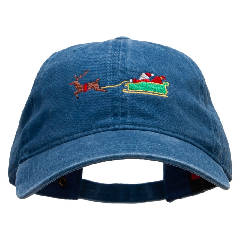 Santa In Transit Embroidered Washed Cotton Brass Buckle Cap Navy One Size