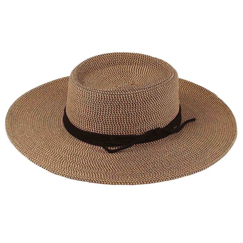 Straw Gaucho Hat with Rope Tie – Jeanne Simmons Hats Black Tweed Medium (57 cm)