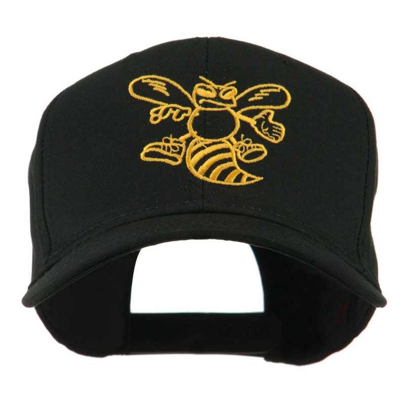 Animal Mascot Bee Outline Embroidered Cap Black One Size