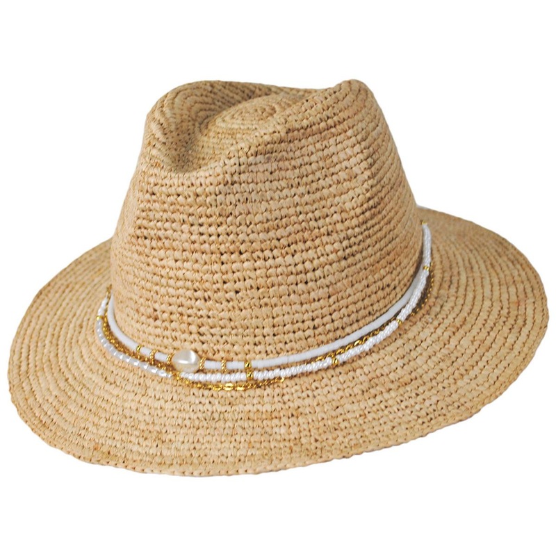 Arielle Raffia Straw Fedora Hat NATURAL ONE SIZE FITS MOST