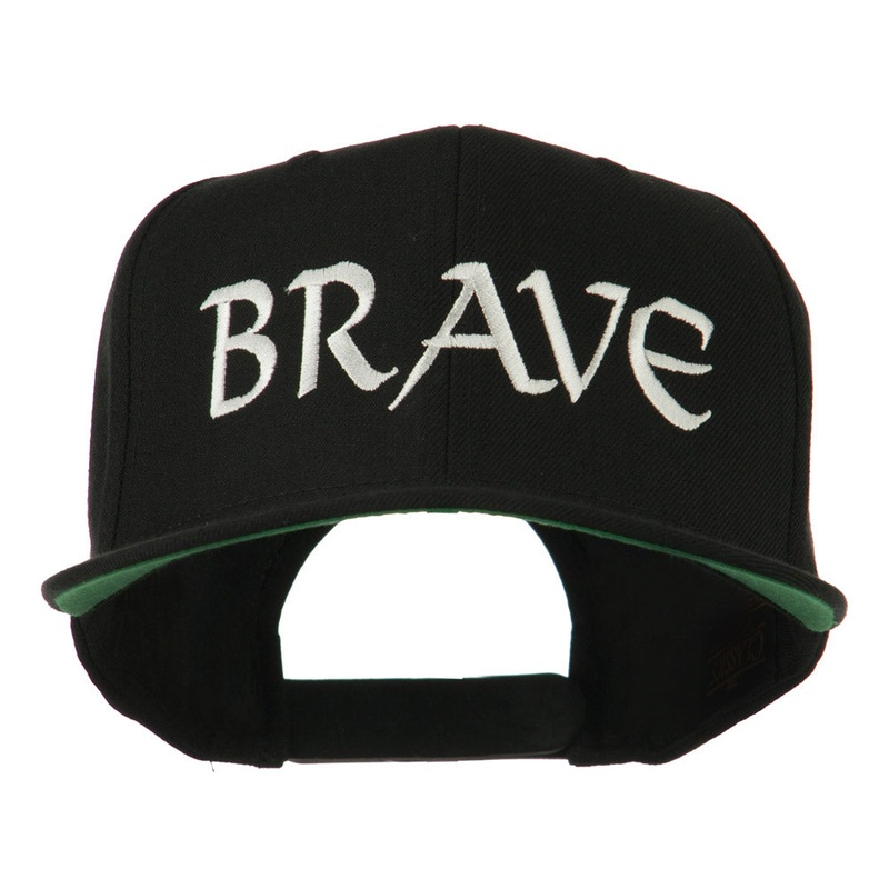 Brave Embroidered Flat Bill Cap Black One Size
