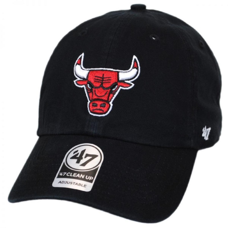 Chicago Bulls NBA Clean Up Strapback Baseball Cap Dad Hat BLACK ADJUSTABLE