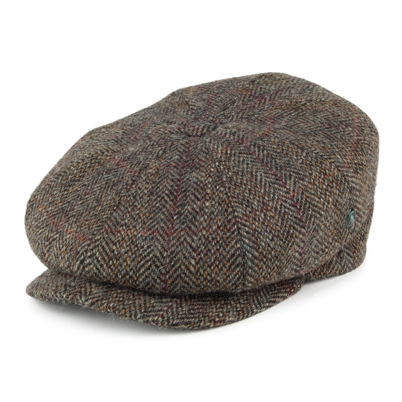 City Sport Herringbone HARRIS TWEED Newsboy Cap – Sage S