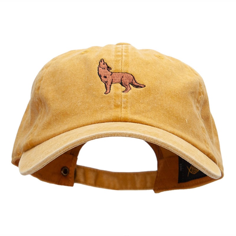 Coyote Howl Embroidered Unstructured Cotton Cap Gold One Size