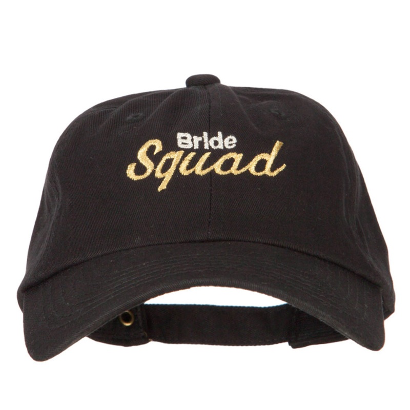 Glitter Bride Squad Embroidered Unstructured Washed Cap Black One Size