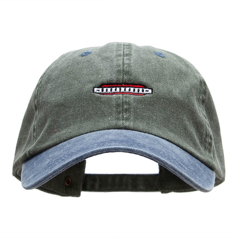 Harmonica Embroidered Pigment Dyed Wash Caps Olive Navy One Size