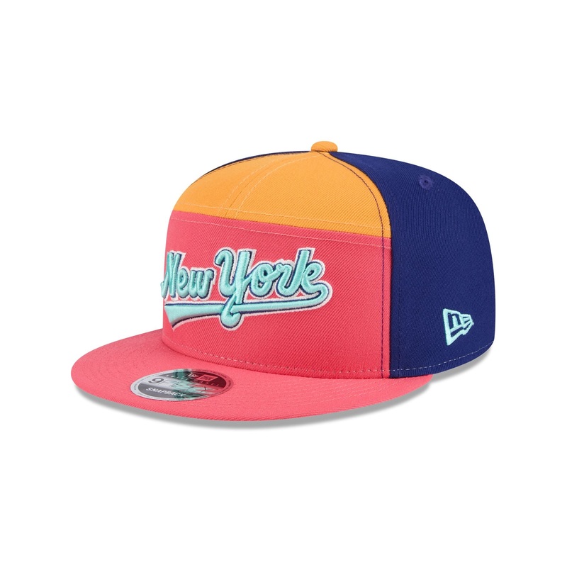 New York Mets Coral Split Panel 9FIFTY Snapback Hat One Size