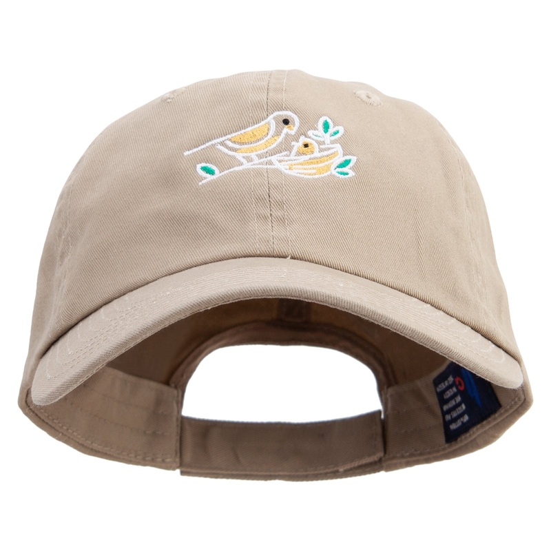 Outline Bird Logo Embroidered Low Profile Dyed Cotton Twill Cap Khaki One Size