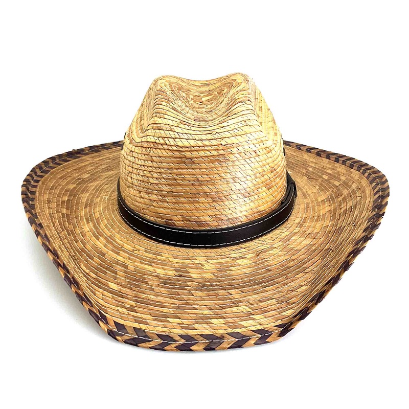 Petite Palm Leaf Cowboy Hat – Rustic Palm Leaf Hats Burnt Palm XS (53 cm)