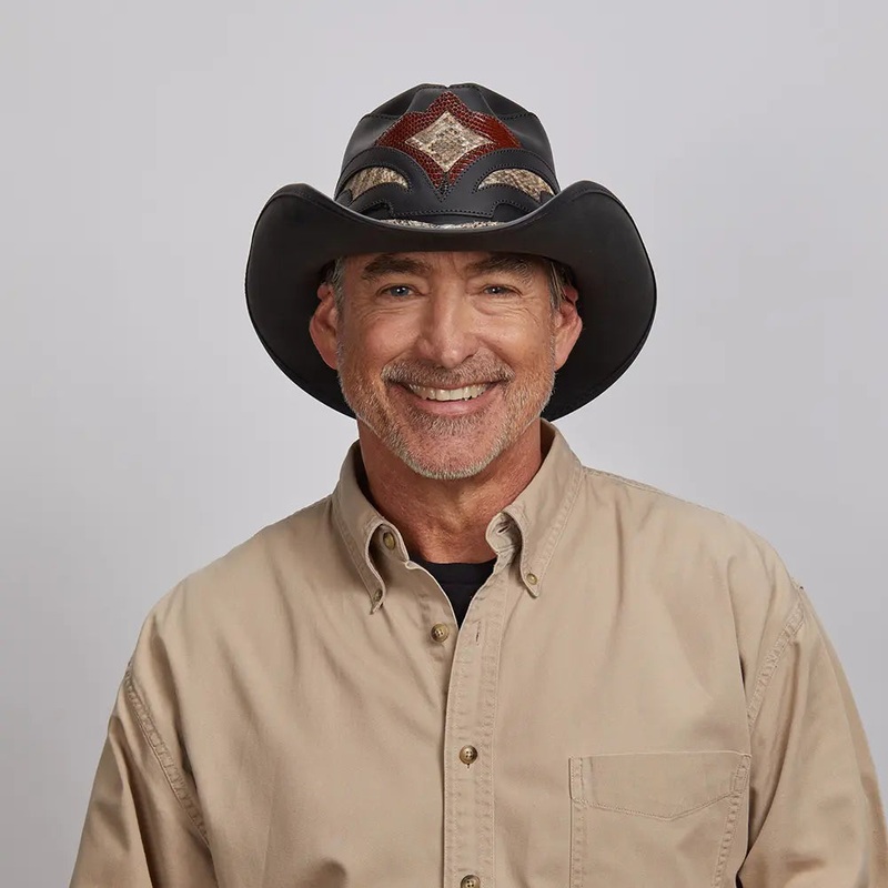 Storm | Mens Leather and Rattlesnake Cowboy Hat Black SM