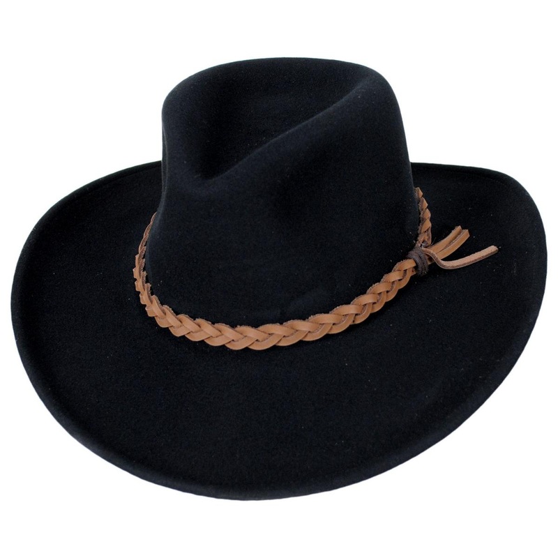 Switchback Crushable Wool LiteFelt Aussie Hat BLACK XS