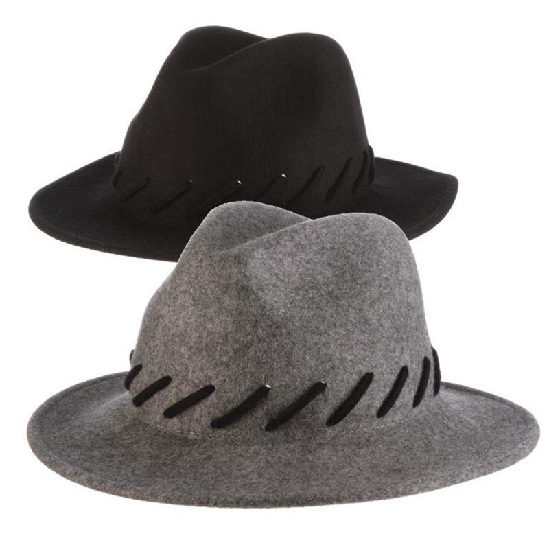 Wool Felt Safari Hat with Whip Stitch – Callanan Hats Black Medium (57 cm)