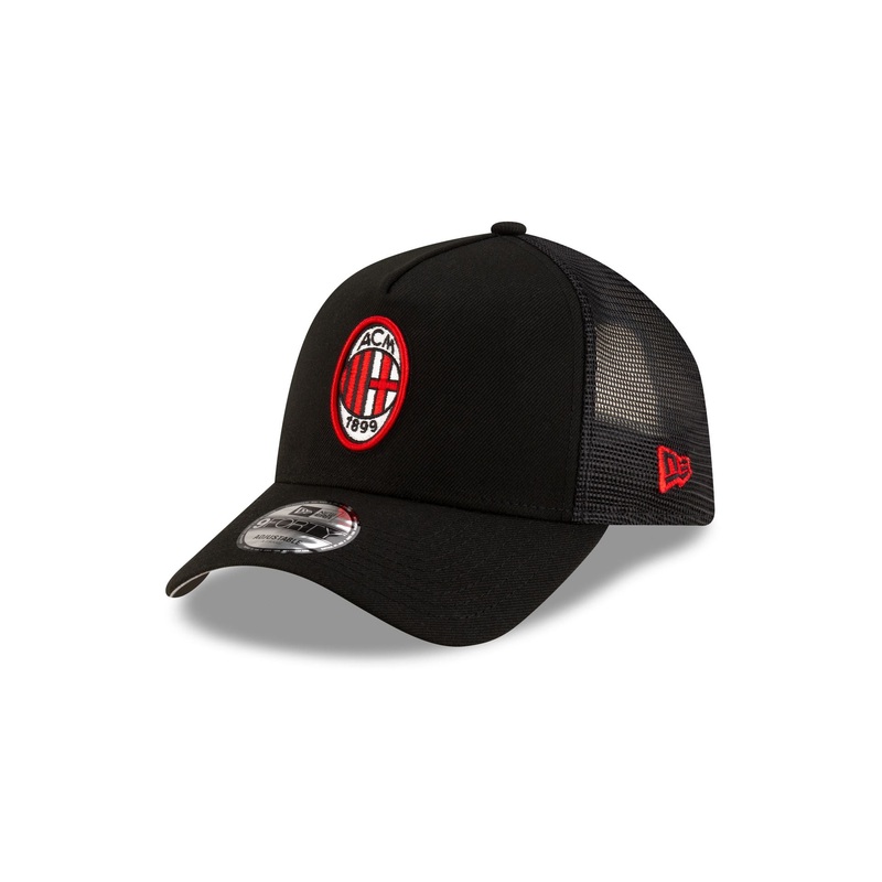 AC Milan Black 9FORTY A-Frame Trucker Hat One Size