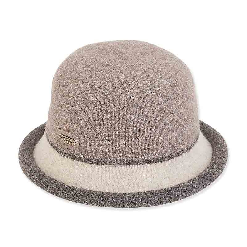 Adora Wool Hat – Soft Wool Cloche Hat with Curled Brim Sand Medium (57 cm)