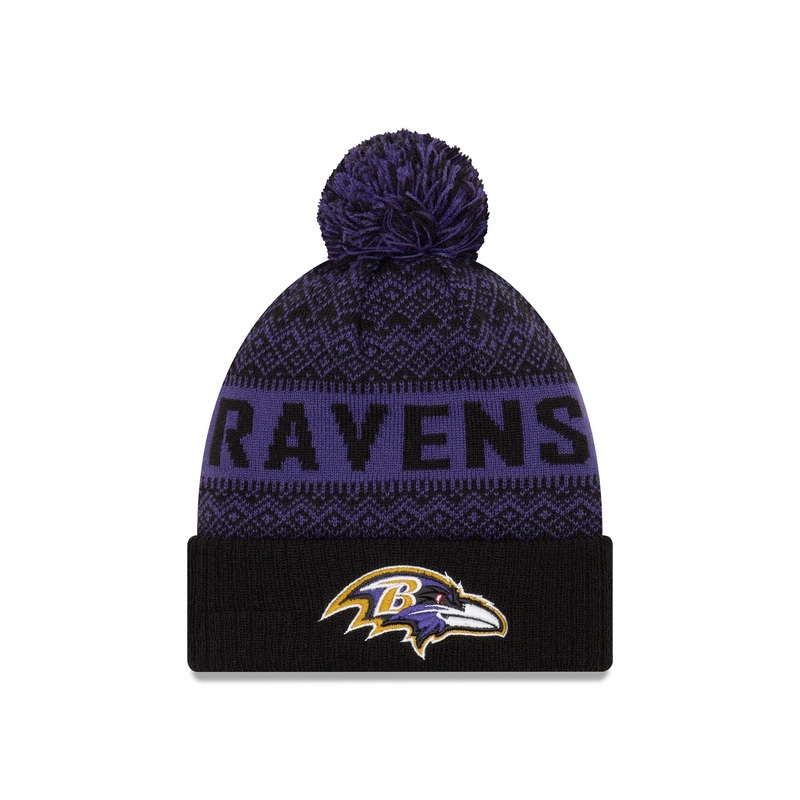Baltimore Ravens Wintry Kids Pom Knit Youth