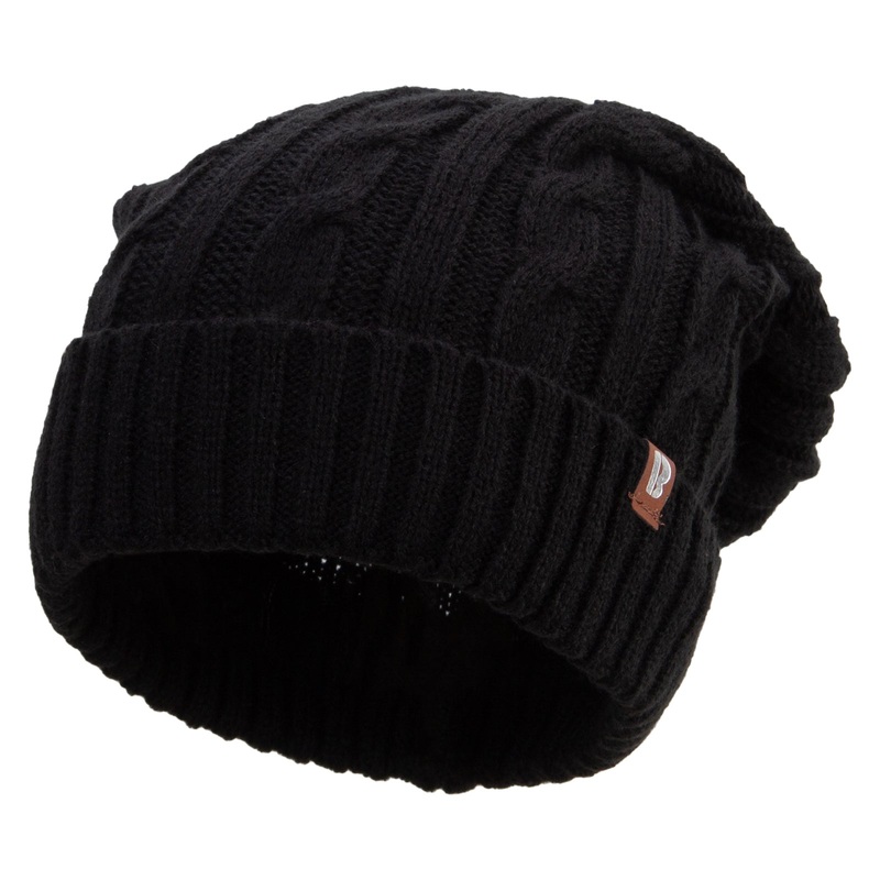 Big Size Cable Beanie Black One Size
