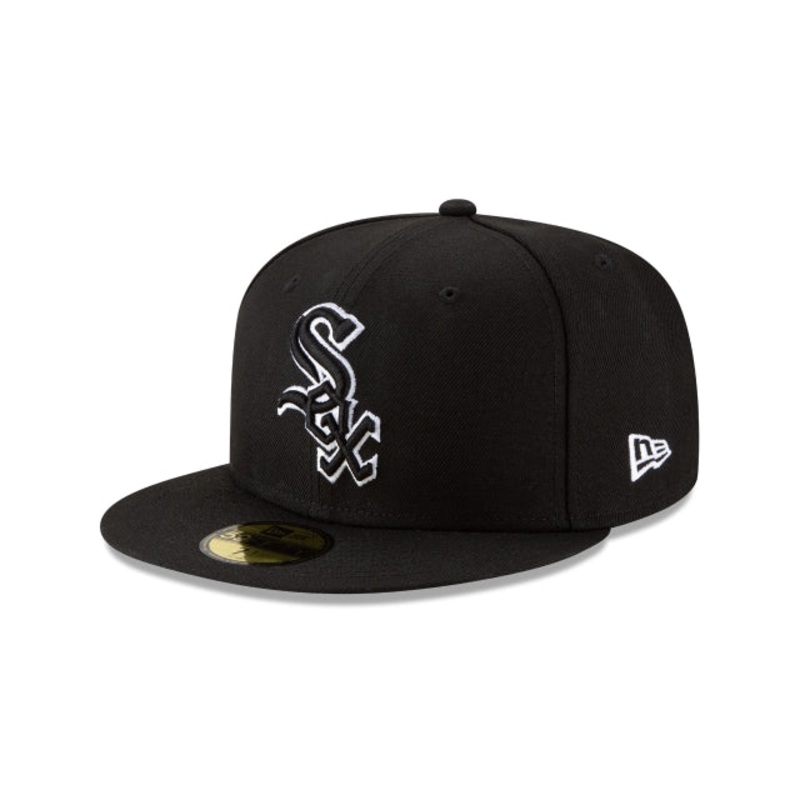 Chicago White Sox Black Outline 59FIFTY Fitted Hat 6 7/8