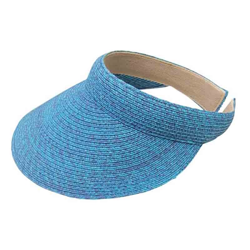 Comfort Band Colorful Clip On Straw Sun Visor – Boardwalk Style Blue Medium (57 cm)