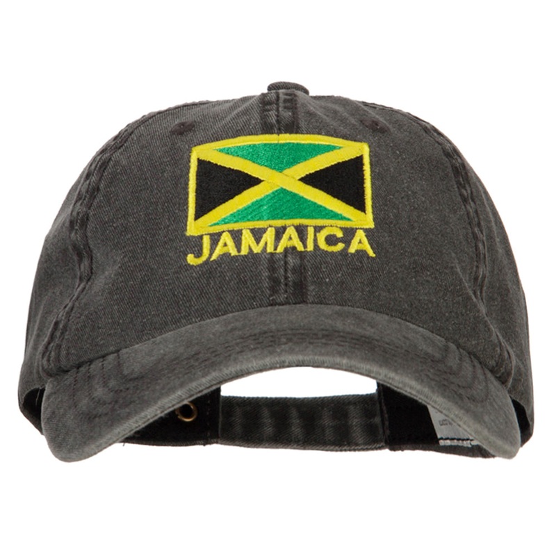 Jamaica Flag Embroidered Big Size Washed Cap Black XL-3XL