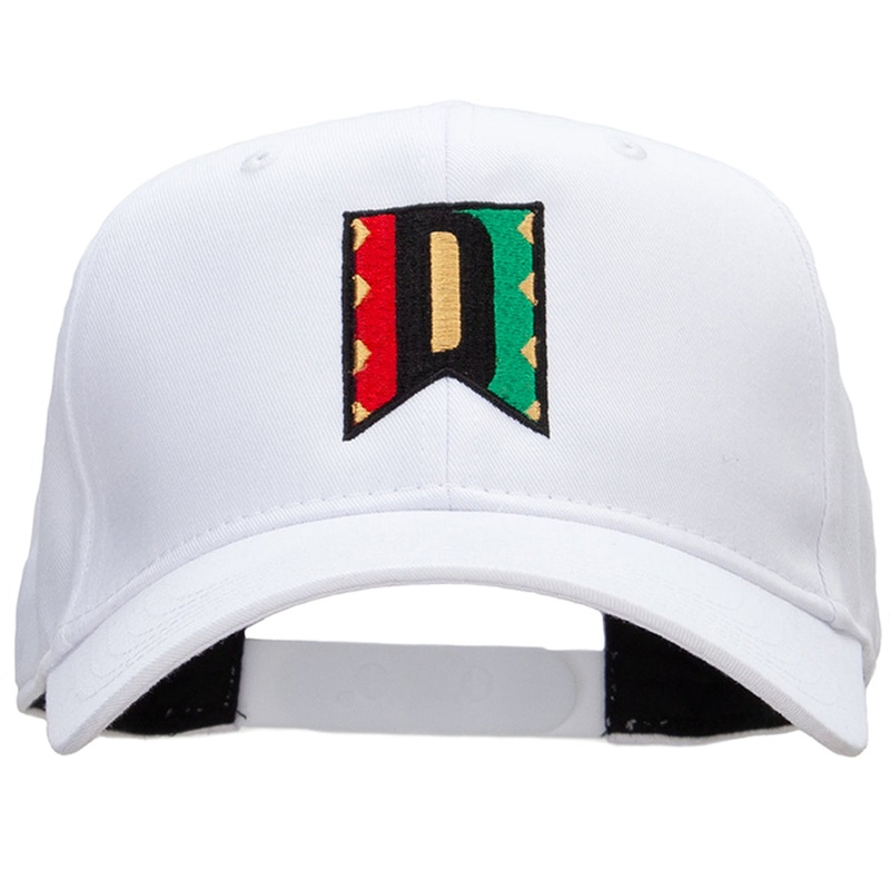 Kwanzaa Alphabet – D Embroidered Solid Cotton Twill Pro Style Cap White One Size