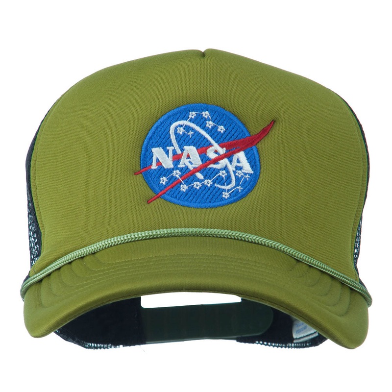NASA Insignia Embroidered Foam Mesh Cap Cactus Black One Size