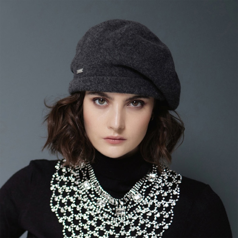 Seeberger Hats Boiled Virgin Wool Beret – Charcoal 1-Size