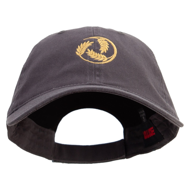 Wheat Grain Icon Embroidered Garment Washed Cotton Twill Cap Charcoal One Size