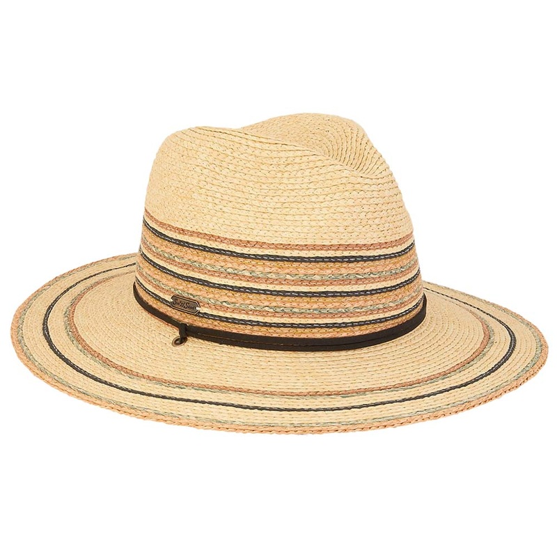 Ariana Striped Straw Safari Hat with Chin Cord – Sun ‘N’ Sand Hats Natural OS (57 cm)