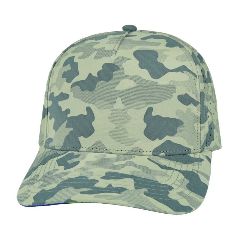 Blank – 5 Panel – Structured – Soft Gray Camo (Unisex) – Laser Mesh