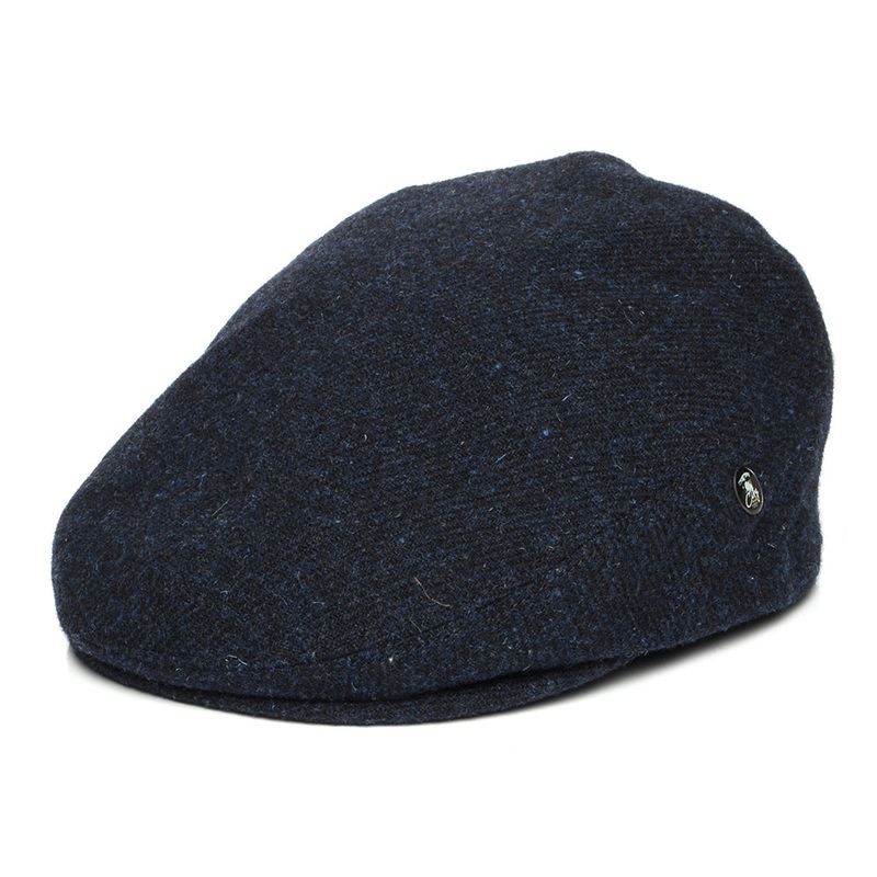 City Sport Heathered Virgin Wool Flat Cap – Navy Blue S
