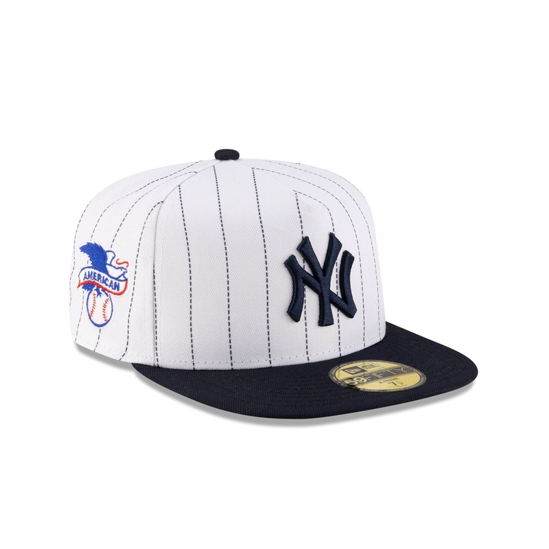 Just Caps League Sidepatch Pinstripe New York Yankees 59FIFTY A-Frame Fitted Hat 7