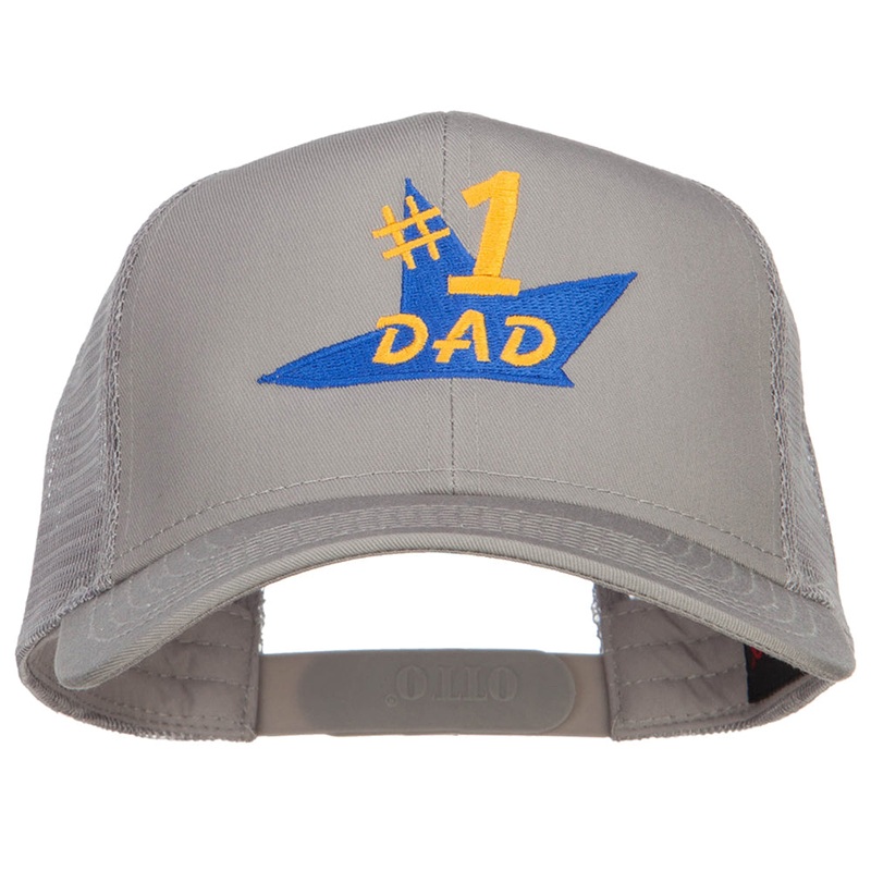 Number 1 Dad Star Embroidered Solid Mesh Cap Grey One Size
