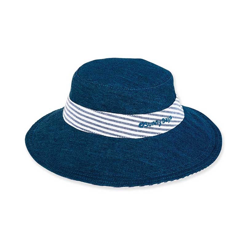 Petite Reversible Cotton Bucket Hat – Sunny Dayz Blue S/M (51 cm)